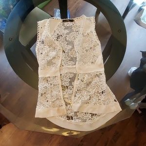 Buckle white tank top cardigan